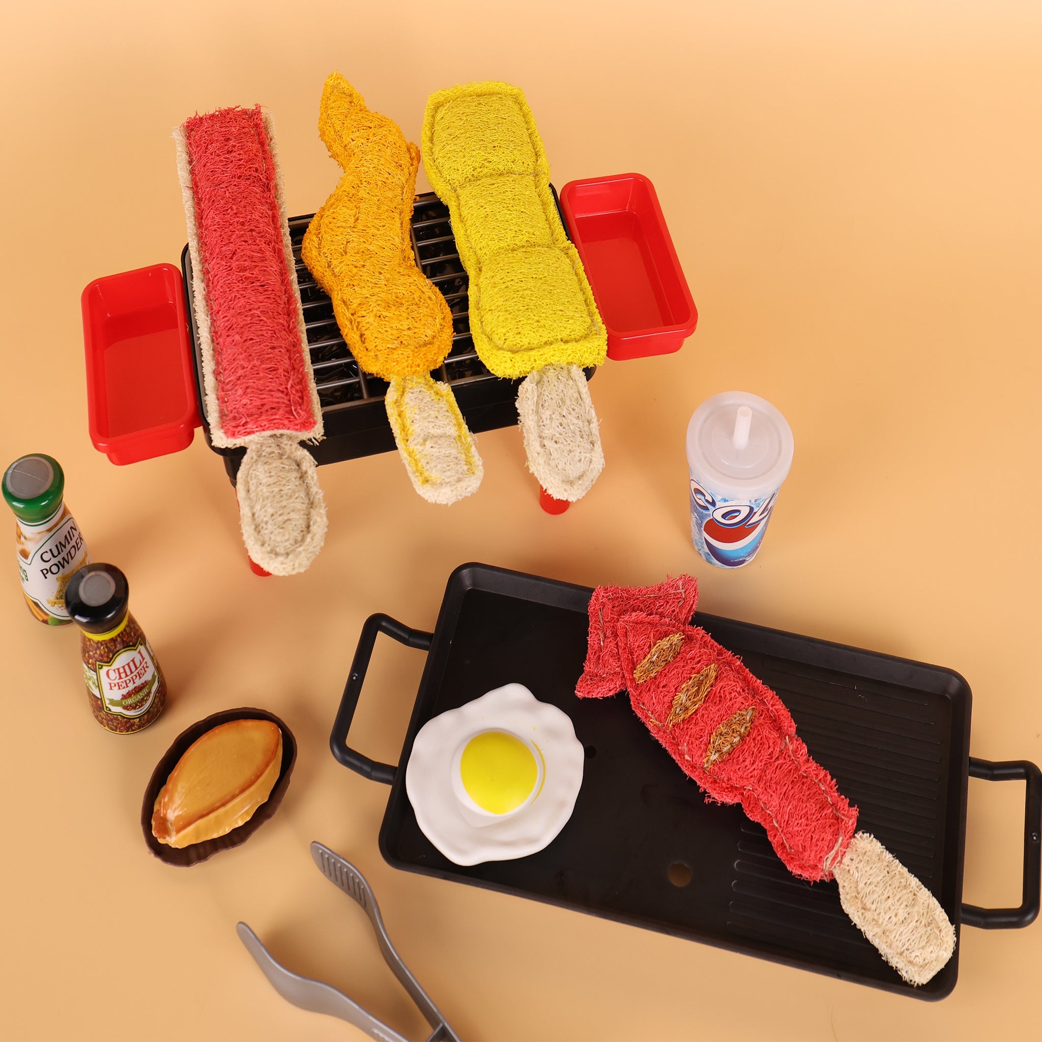 4 Piece BBQ Grill Toy Set for Cats – Interactive Fun with Fish, Shrimp & Meat