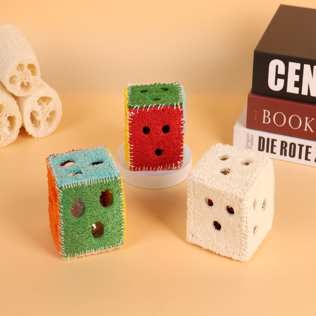 Bell Cube Dog Toy Cat Toy Natural Loofah Bite-Resistant