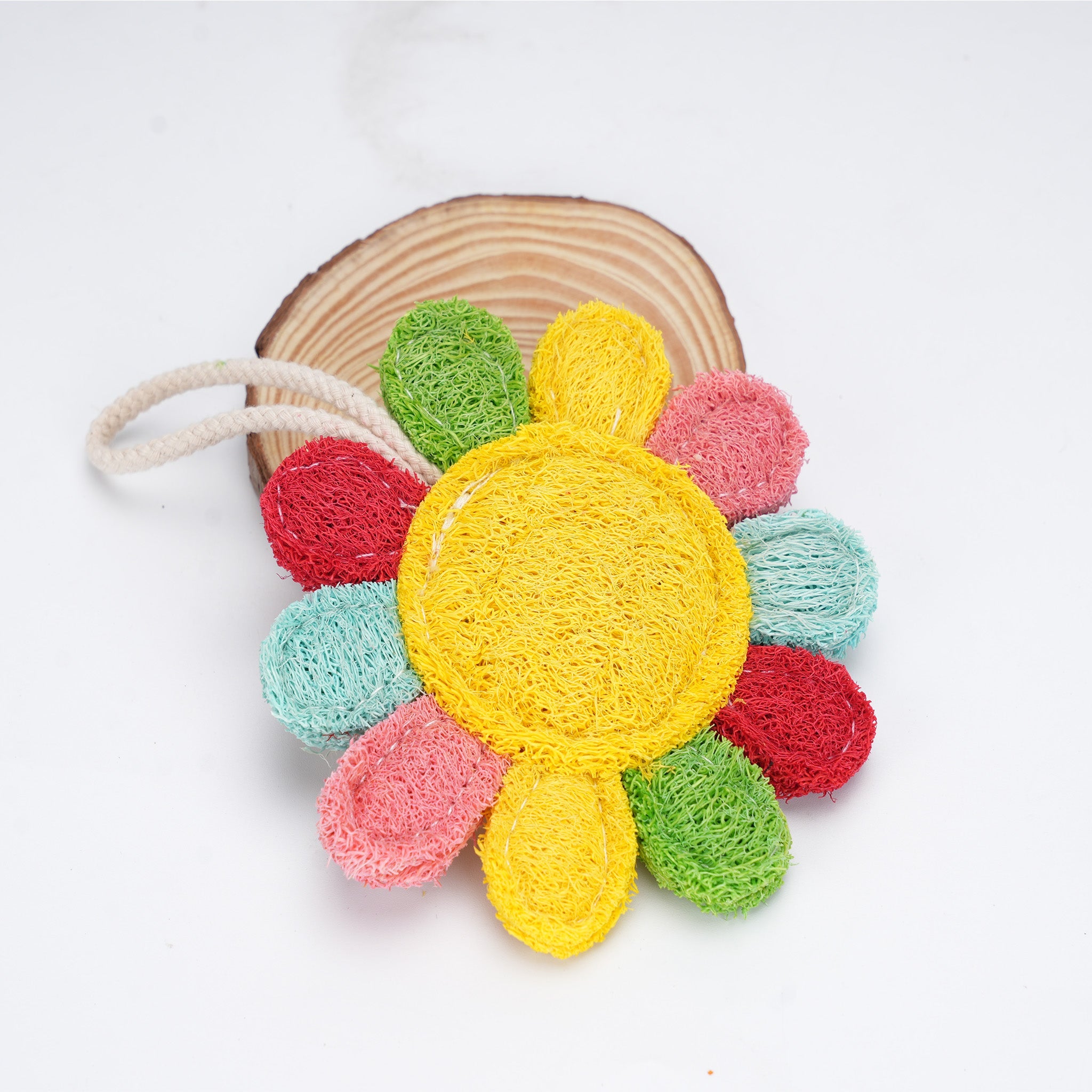 Handmade Loofah Flower Hanging – Vibrant & Eco-Friendly Decor