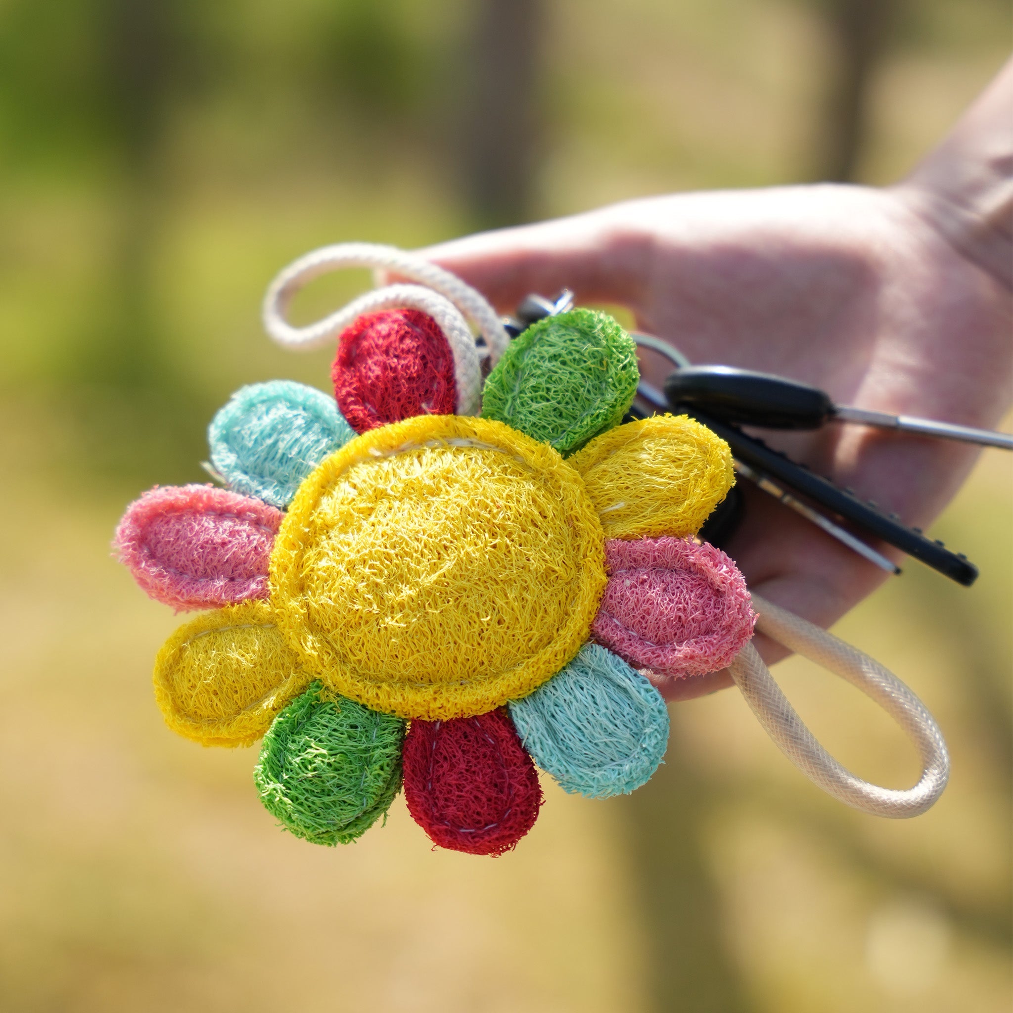 Handmade Loofah Flower Hanging – Vibrant & Eco-Friendly Decor